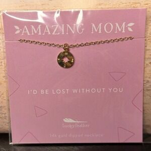 Lucky Feather Amazing Mom Compass Necklace 14k Gold Dipped 16-18 Inch Nw